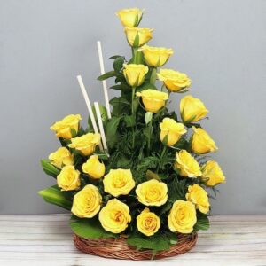 Yellow Roses Basket “Happiness”