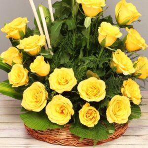 Yellow Roses Basket “Happiness”