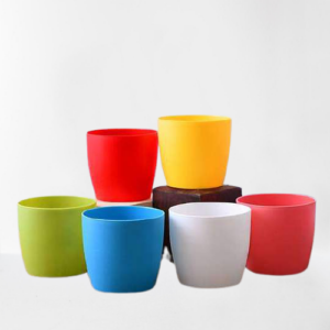 5 inch Round Plastic Pots (Mix Color) – set of 6