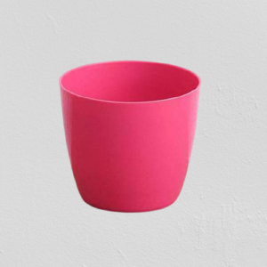 6.3 inch Round Plastic Planters (Pink) – set of 6