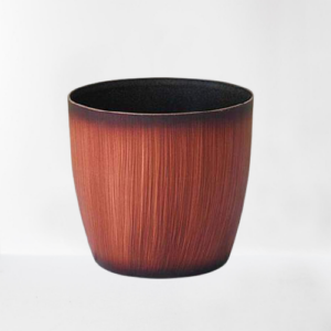 12 inch Wooden Finish Round Plastic Planter/Pot (Brown)