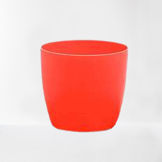 6.3 inch Round Plastic Planters (Red) – set of 6