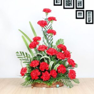 Red Carnations Basket “Heartfelt Wishes”