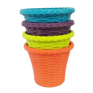 6 inch Juhi Plastic Pot(Multicolor) – Set of 4