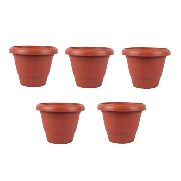 10 inch Round Plastic Pots(Brown) - set of 5 - Image 2