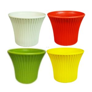 10 inch Round Plastic Sunrise(Multicolor) Planters  – set of 4