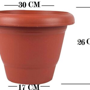 12 inch Round Plastic Pots(Brown) – set of 6