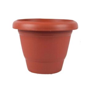 12 inch Round Plastic Pots(Brown) – set of 6