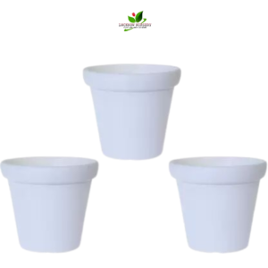 10 inches Crown White Plastic Pots(Set of 3)