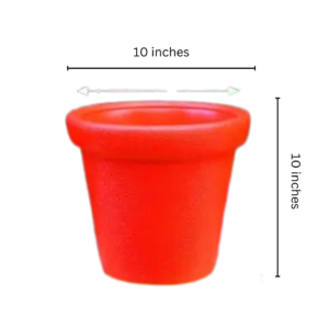 10 inches Crown Red Plastic Pot